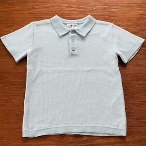 Kids Light Blue Polo Tee with Collar - Soft Knit Short Sleeve
